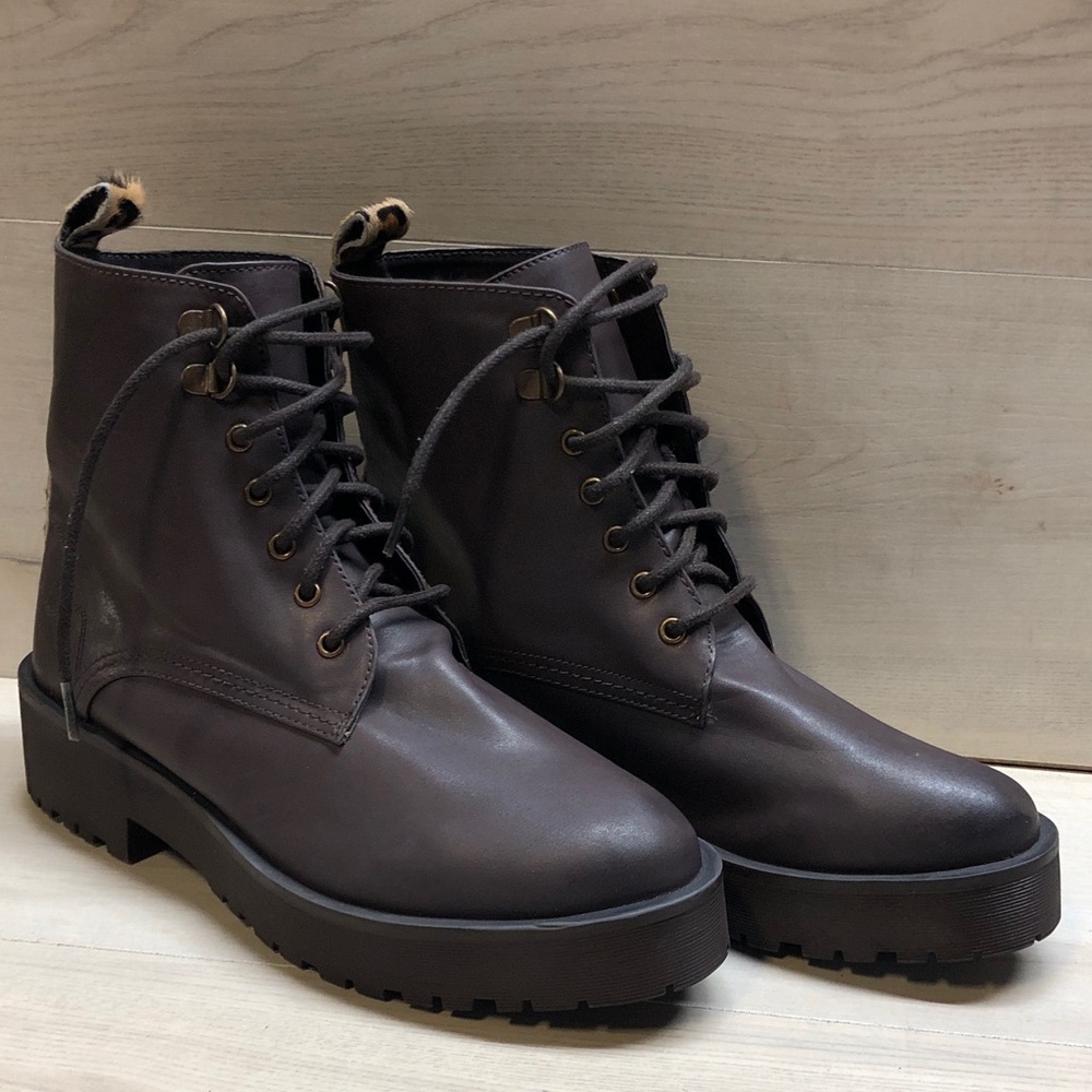 Men's Dark Brown Lace-Up Platform Combat Boots #1530